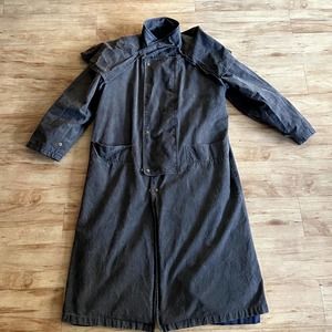 Vintage Duster Australian Style Long Coat Large Pockets Removable Collar
